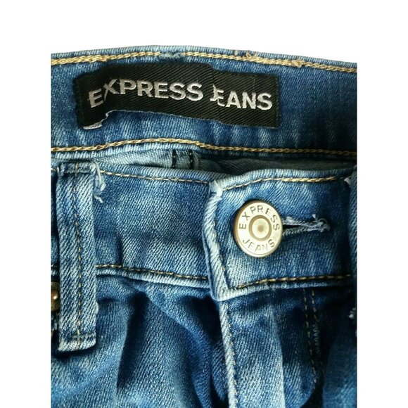 Express Mid Rise Skinny Stretch Legging Jeans Size 0 Short Blue 28x25 - Picture 2 of 7